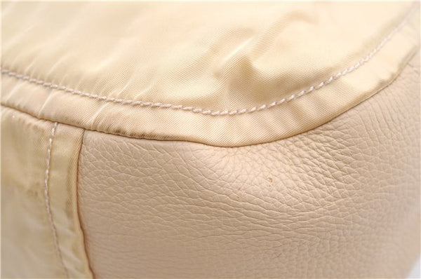 Authentic PRADA Nylon Tessuto Leather Shoulder Hand Bag Light Yellow 0439E