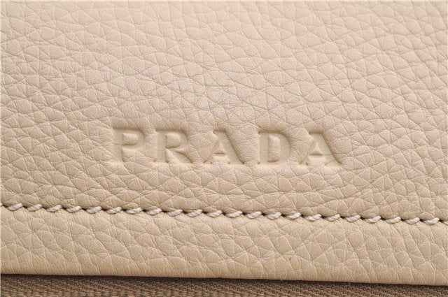 Authentic PRADA Nylon Tessuto Leather Shoulder Hand Bag Light Yellow 0439E