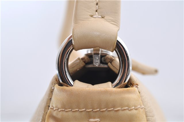 Authentic PRADA Nylon Tessuto Leather Shoulder Hand Bag Light Yellow 0439E