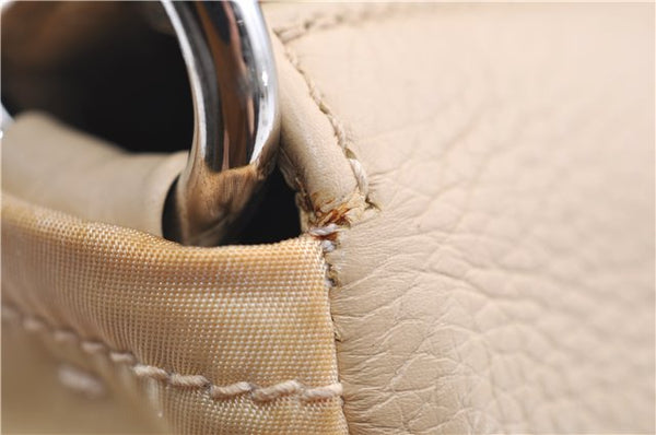 Authentic PRADA Nylon Tessuto Leather Shoulder Hand Bag Light Yellow 0439E