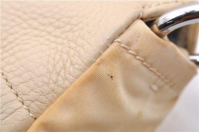Authentic PRADA Nylon Tessuto Leather Shoulder Hand Bag Light Yellow 0439E
