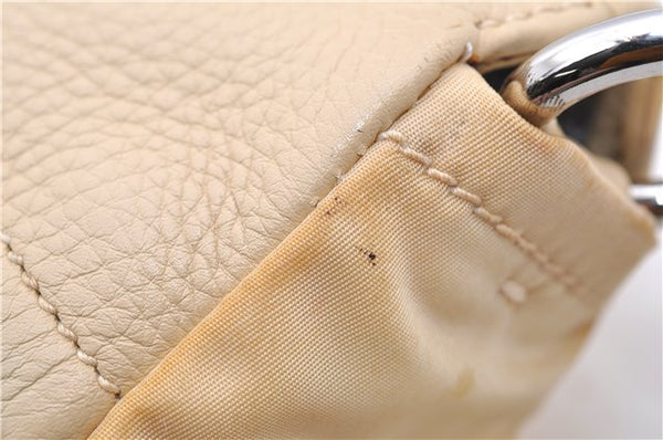 Authentic PRADA Nylon Tessuto Leather Shoulder Hand Bag Light Yellow 0439E