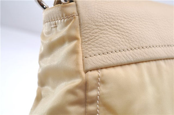 Authentic PRADA Nylon Tessuto Leather Shoulder Hand Bag Light Yellow 0439E