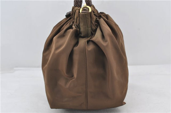 Authentic PRADA Nylon Tessuto Bow 2Way Shoulder Hand Bag Purse Brown Khaki 0442E
