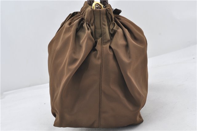 Authentic PRADA Nylon Tessuto Bow 2Way Shoulder Hand Bag Purse Brown Khaki 0442E