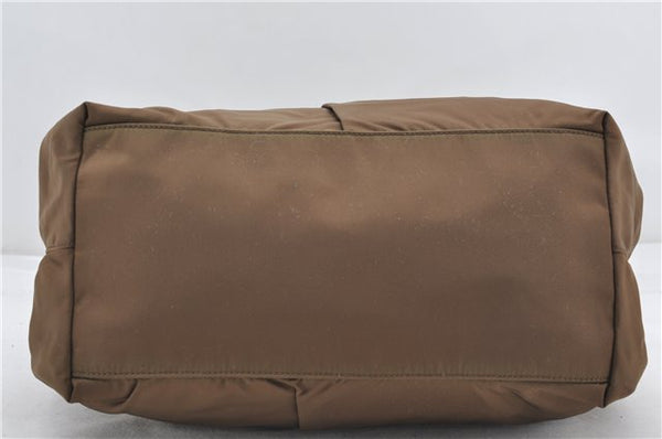Authentic PRADA Nylon Tessuto Bow 2Way Shoulder Hand Bag Purse Brown Khaki 0442E