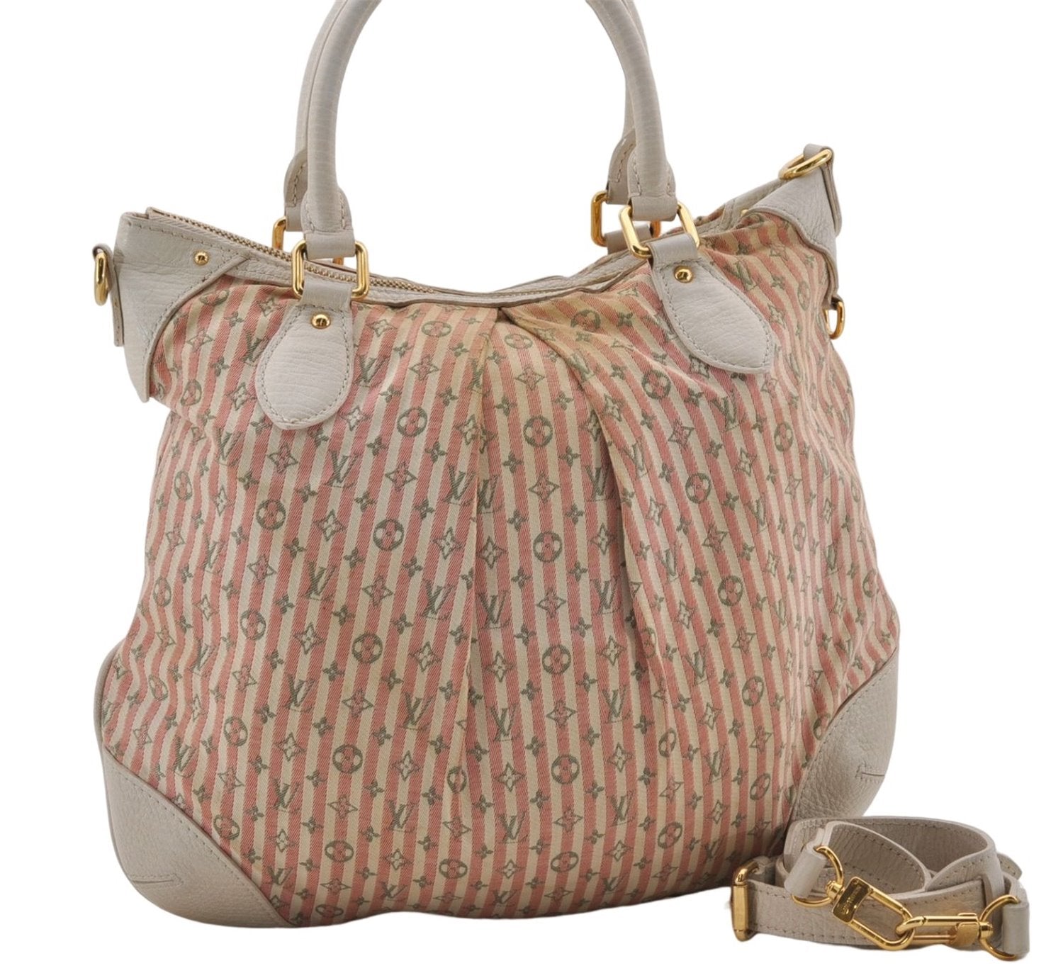 Auth Louis Vuitton Monogram Mini Lin Croisette Marina PM Hand Bag Pink LV 0444E