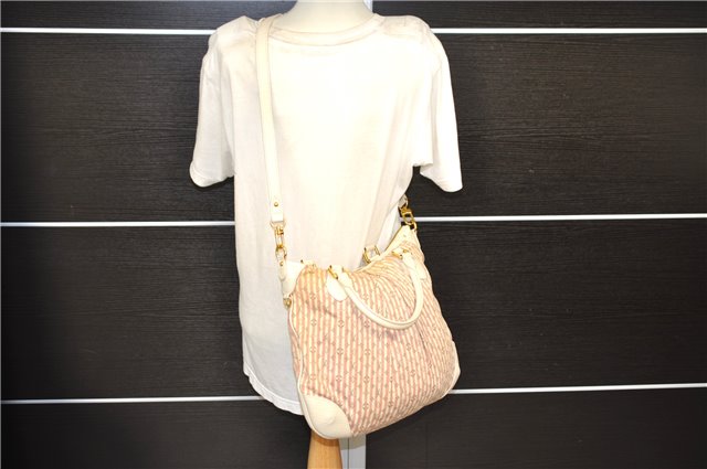 Auth Louis Vuitton Monogram Mini Lin Croisette Marina PM Hand Bag Pink LV 0444E