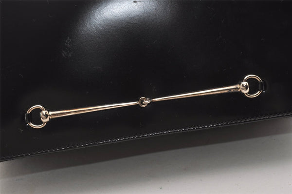 Authentic GUCCI Vintage Horsebit Shoulder Hand Bag Purse Leather Black 0444I
