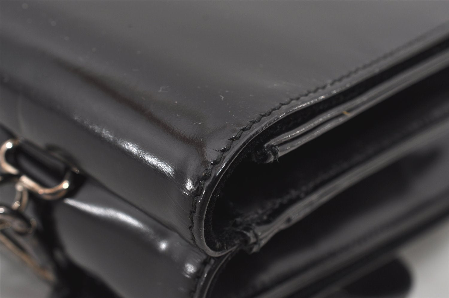 Authentic GUCCI Vintage Horsebit Shoulder Hand Bag Purse Leather Black 0444I