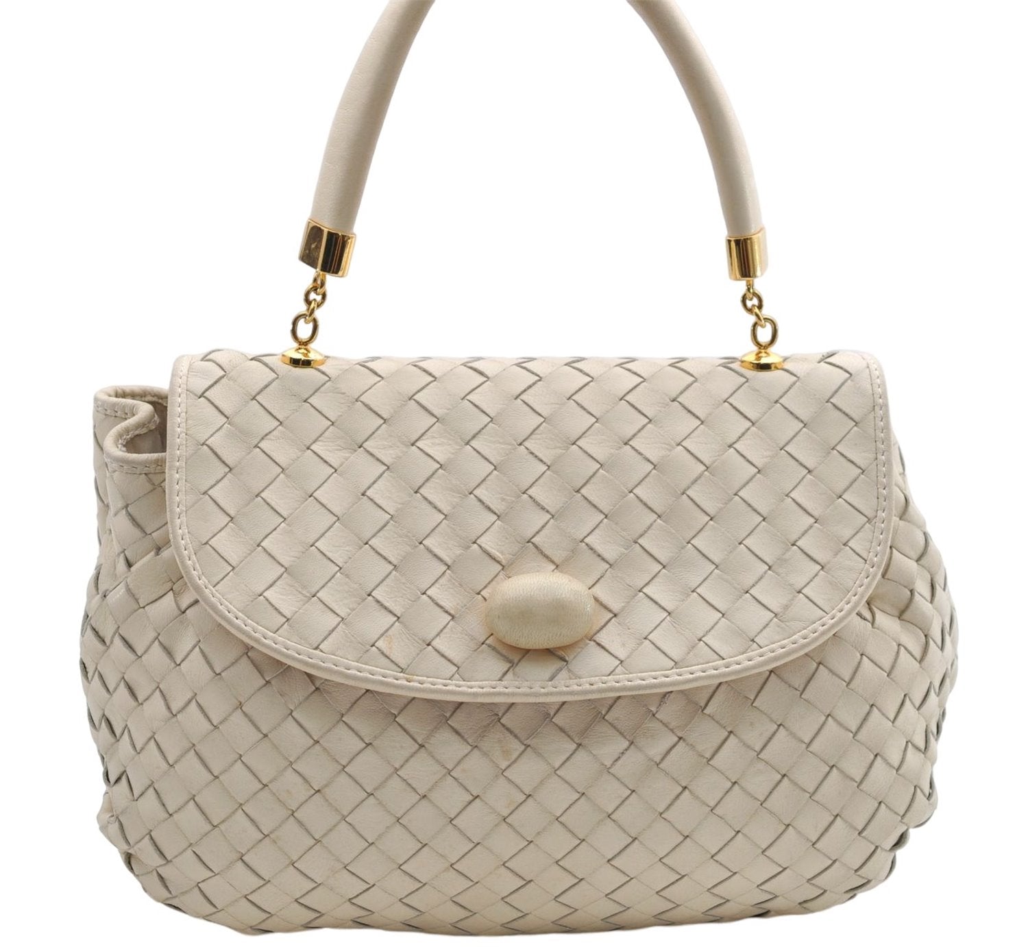 Authentic BOTTEGA VENETA Intrecciato Leather Shoulder Hand Bag Purse Ivory 0448E