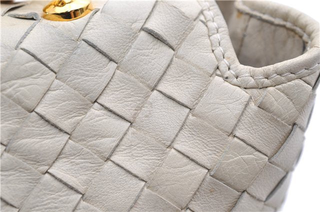 Authentic BOTTEGA VENETA Intrecciato Leather Shoulder Hand Bag Purse Ivory 0448E