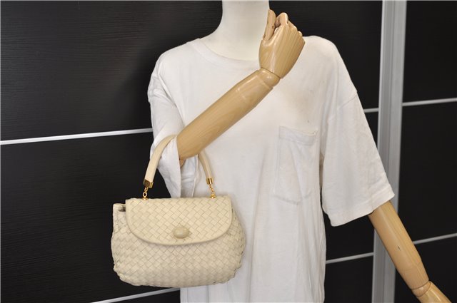 Authentic BOTTEGA VENETA Intrecciato Leather Shoulder Hand Bag Purse Ivory 0448E