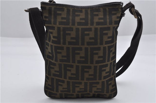 Authentic FENDI Vintage Zucca Shoulder Cross Body Bag Nylon Leather Brown 0449F