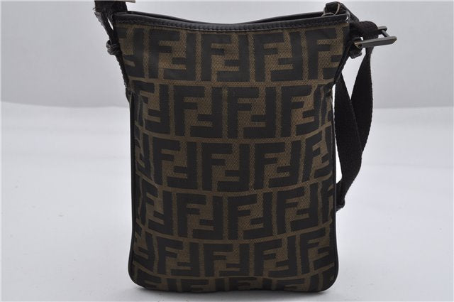 Authentic FENDI Vintage Zucca Shoulder Cross Body Bag Nylon Leather Brown 0449F