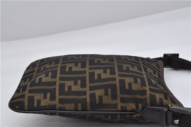 Authentic FENDI Vintage Zucca Shoulder Cross Body Bag Nylon Leather Brown 0449F