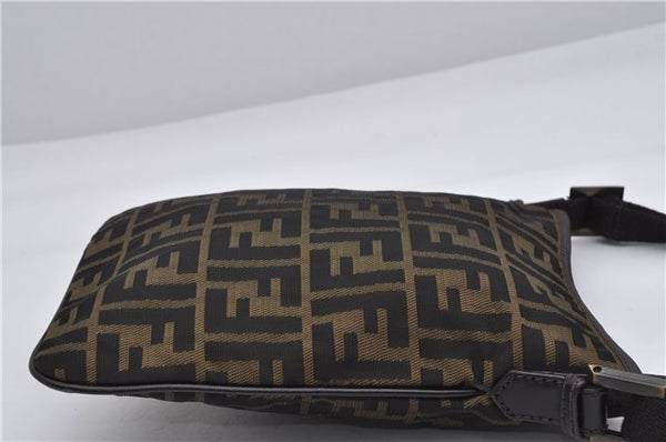 Authentic FENDI Vintage Zucca Shoulder Cross Body Bag Nylon Leather Brown 0449F