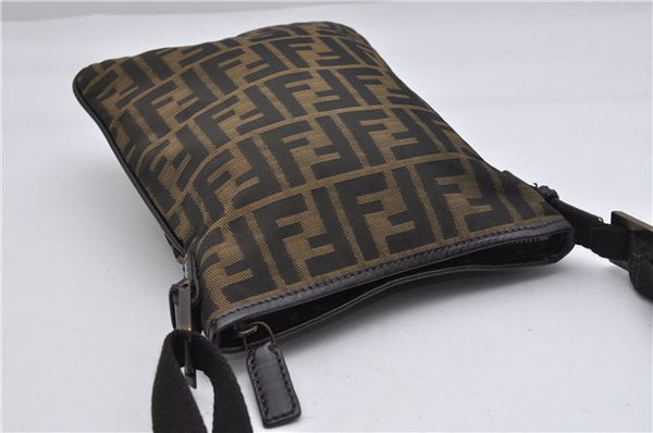 Authentic FENDI Vintage Zucca Shoulder Cross Body Bag Nylon Leather Brown 0449F