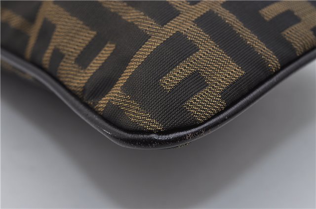 Authentic FENDI Vintage Zucca Shoulder Cross Body Bag Nylon Leather Brown 0449F