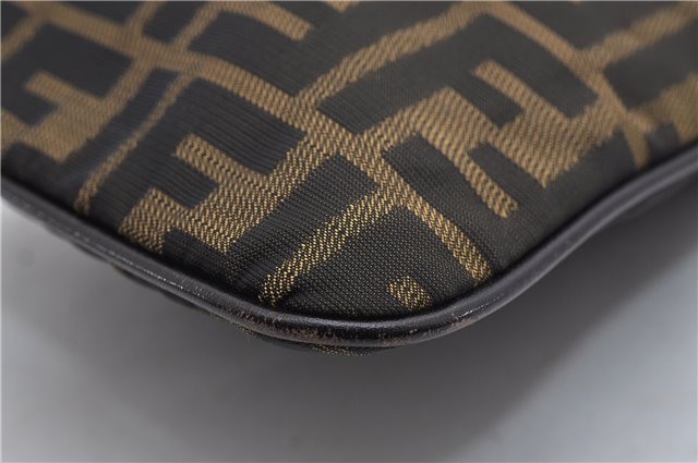 Authentic FENDI Vintage Zucca Shoulder Cross Body Bag Nylon Leather Brown 0449F