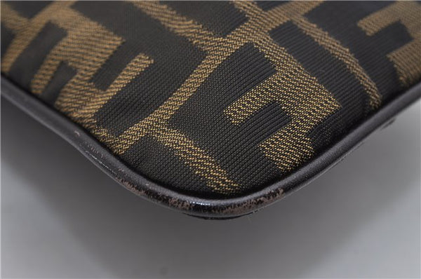 Authentic FENDI Vintage Zucca Shoulder Cross Body Bag Nylon Leather Brown 0449F
