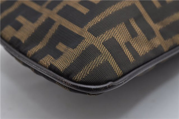 Authentic FENDI Vintage Zucca Shoulder Cross Body Bag Nylon Leather Brown 0449F