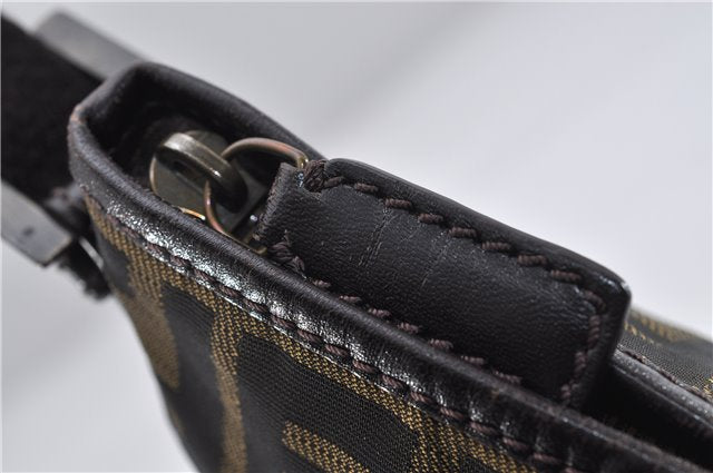 Authentic FENDI Vintage Zucca Shoulder Cross Body Bag Nylon Leather Brown 0449F