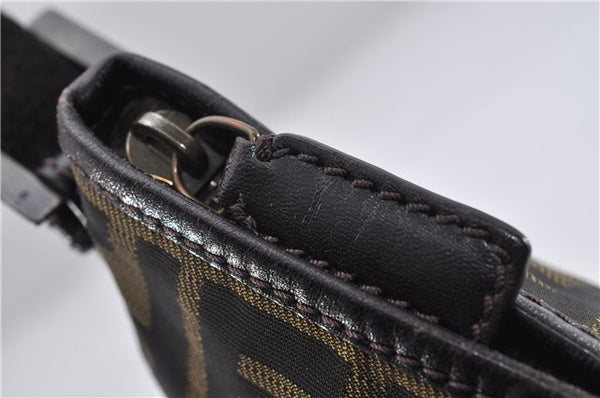 Authentic FENDI Vintage Zucca Shoulder Cross Body Bag Nylon Leather Brown 0449F