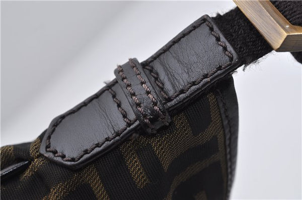 Authentic FENDI Vintage Zucca Shoulder Cross Body Bag Nylon Leather Brown 0449F
