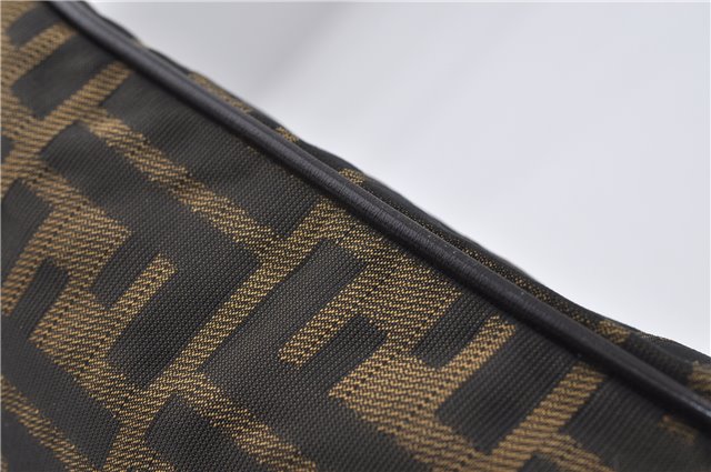 Authentic FENDI Vintage Zucca Shoulder Cross Body Bag Nylon Leather Brown 0449F