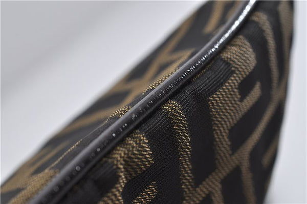 Authentic FENDI Vintage Zucca Shoulder Cross Body Bag Nylon Leather Brown 0449F