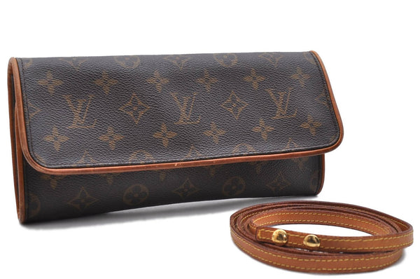 Authentic Louis Vuitton Monogram Pochette Twin GM Shoulder Bag M51852 LV 0457D