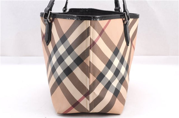 Authentic BURBERRY Vintage Nova PVC Leather Shoulder Tote Bag Purse Beige 0457F