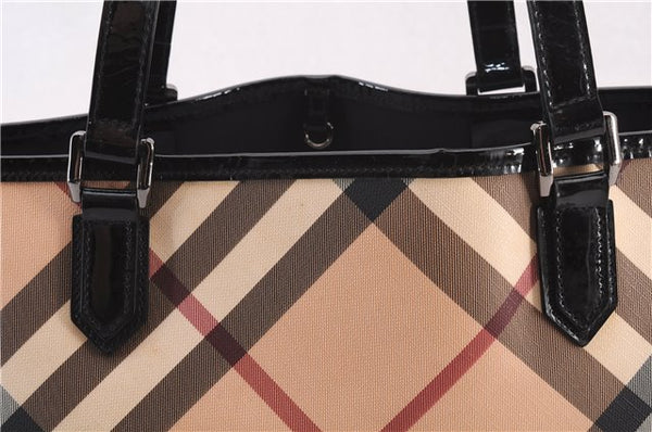 Authentic BURBERRY Vintage Nova PVC Leather Shoulder Tote Bag Purse Beige 0457F