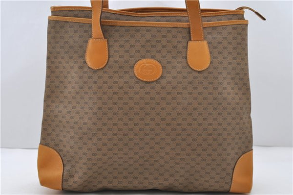 Authentic GUCCI Micro GG PVC Leather Shoulder Tote Bag 0172 Brown Junk 0463D