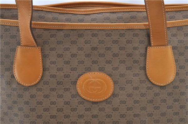 Authentic GUCCI Micro GG PVC Leather Shoulder Tote Bag 0172 Brown Junk 0463D