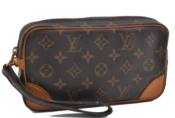 Authentic Louis Vuitton Monogram Marly Dragonne PM M51827 Clutch Hand Bag 0463F