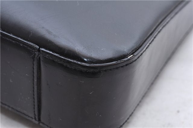 Authentic PRADA Leather Shoulder Hand Bag Black 0465E