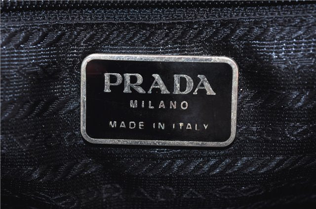 Authentic PRADA Leather Shoulder Hand Bag Black 0465E