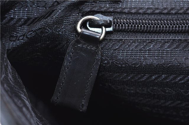 Authentic PRADA Leather Shoulder Hand Bag Black 0465E