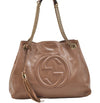 Authentic GUCCI SOHO Tassel Chain Shoulder Tote Bag PVC 308982 Beige Pink 0472E