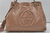 Authentic GUCCI SOHO Tassel Chain Shoulder Tote Bag PVC 308982 Beige Pink 0472E
