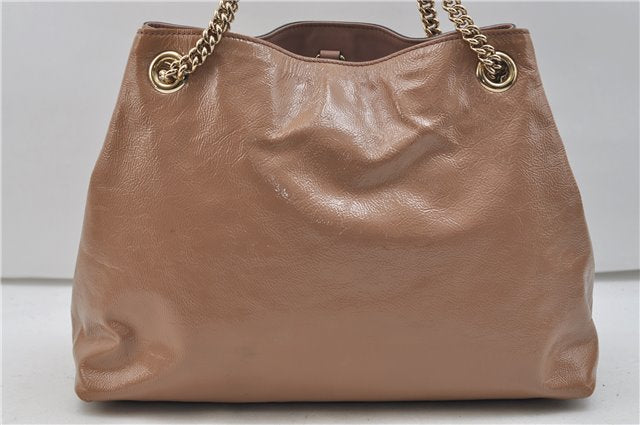 Authentic GUCCI SOHO Tassel Chain Shoulder Tote Bag PVC 308982 Beige Pink 0472E