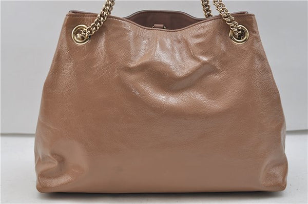 Authentic GUCCI SOHO Tassel Chain Shoulder Tote Bag PVC 308982 Beige Pink 0472E