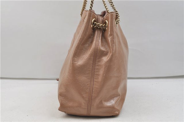 Authentic GUCCI SOHO Tassel Chain Shoulder Tote Bag PVC 308982 Beige Pink 0472E