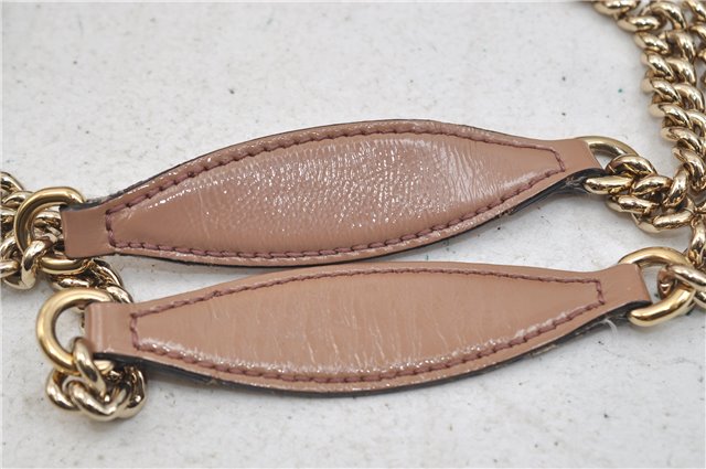 Authentic GUCCI SOHO Tassel Chain Shoulder Tote Bag PVC 308982 Beige Pink 0472E