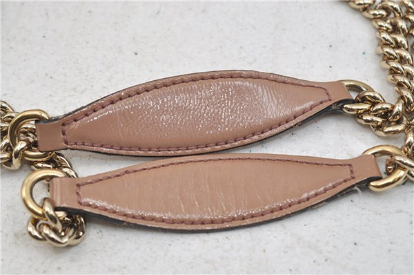 Authentic GUCCI SOHO Tassel Chain Shoulder Tote Bag PVC 308982 Beige Pink 0472E