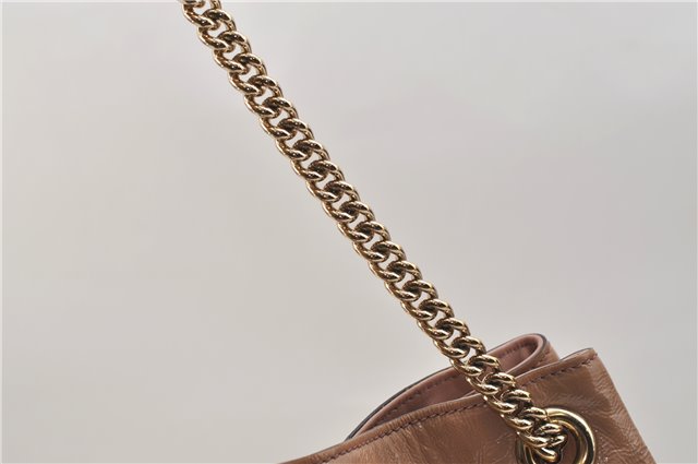 Authentic GUCCI SOHO Tassel Chain Shoulder Tote Bag PVC 308982 Beige Pink 0472E