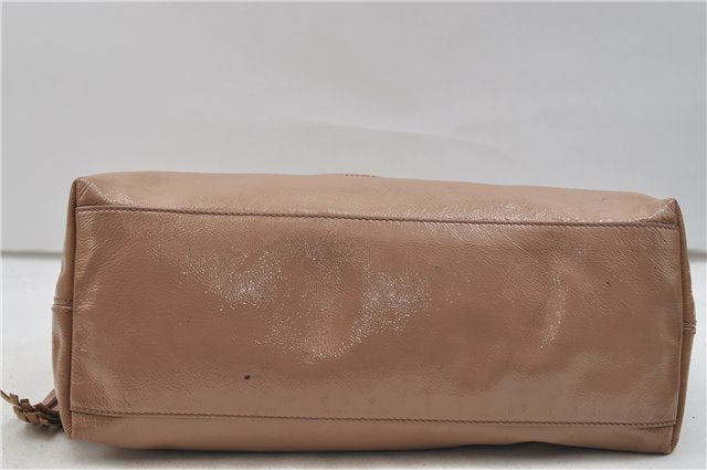 Authentic GUCCI SOHO Tassel Chain Shoulder Tote Bag PVC 308982 Beige Pink 0472E