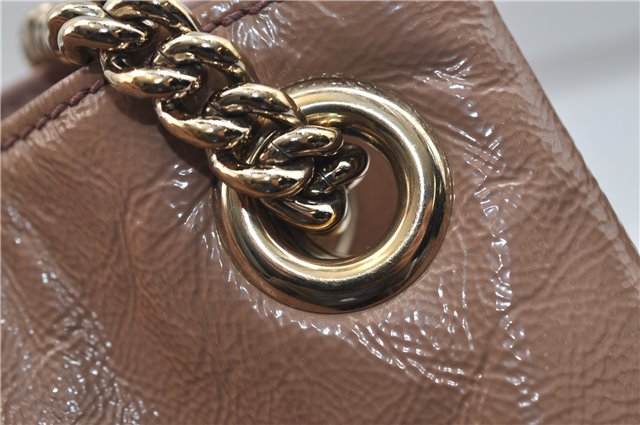 Authentic GUCCI SOHO Tassel Chain Shoulder Tote Bag PVC 308982 Beige Pink 0472E